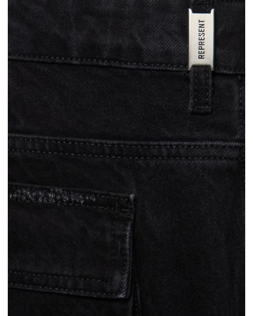 Jeans cargo de denim de algodón Represent de hombre de color Black