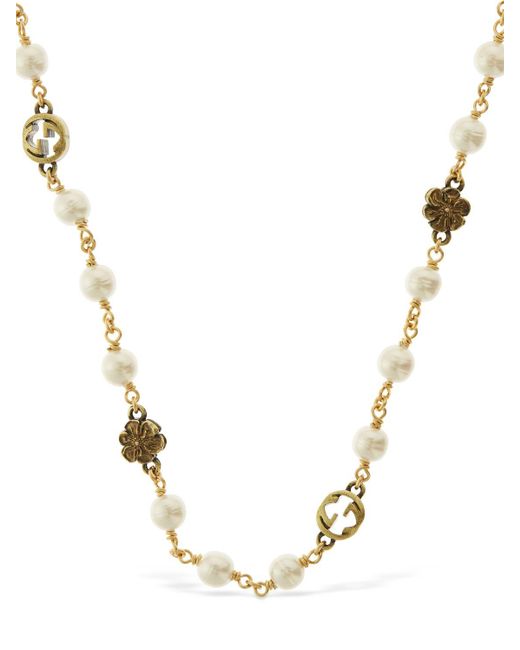 Gucci Natural gg Flower Imitation Pearl Necklace