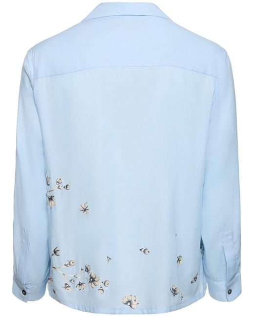 BAZISZT Blue Flower Cotton & Rayon Shirt for men