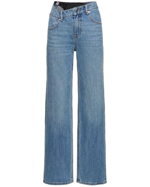 Alexander Wang Blue Jeans Aus Baumwolle Mit Asymmetrischem Bund