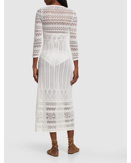 Vestido largo de algodón crochet Isabel Marant de color White