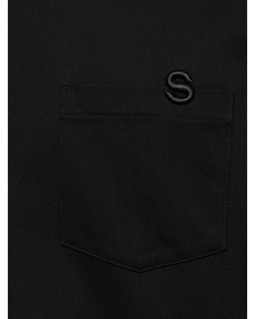 Sacai Black Cotton Jersey T-Shirt for men