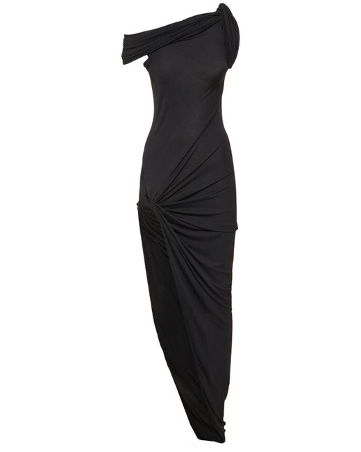 Rick Owens Black Asymmetrisches Kleid Mit Drehschultern "sienna"