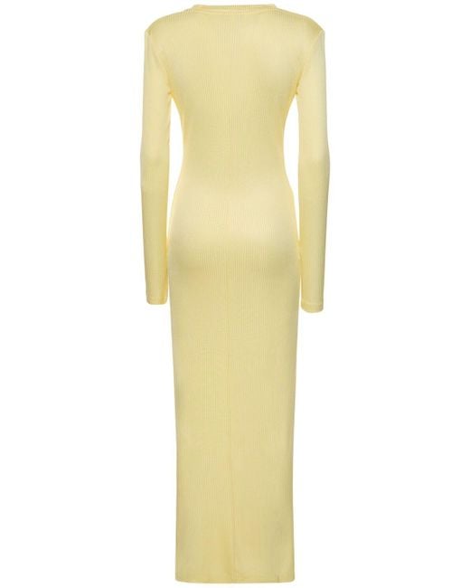 Area Yellow Kleid Aus Viskose Mit V-ausschnitt & Sternniete