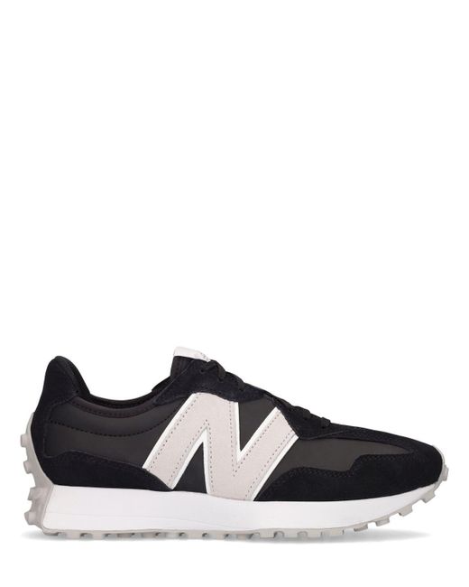 New Balance Leather 327 Sneakers in Black | Lyst