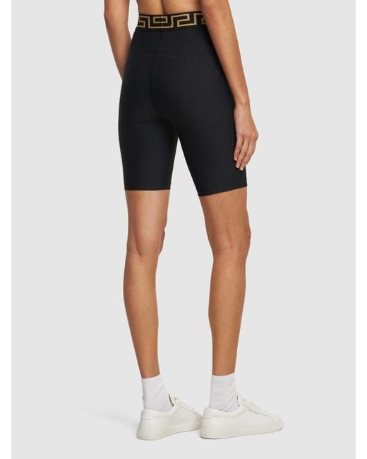 Versace Blue Greca Lycra Bike Shorts