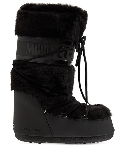 Moon Boot Icon Faux Fur S in Black | Lyst
