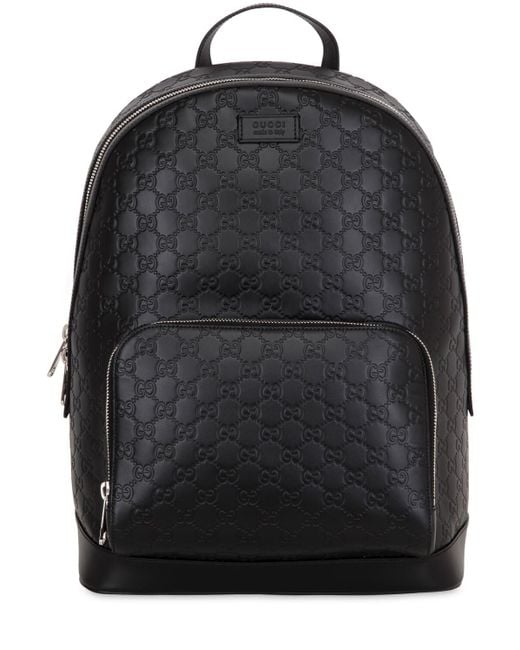 Gucci Signature Leather Backpack in Black for Men | Lyst Australia