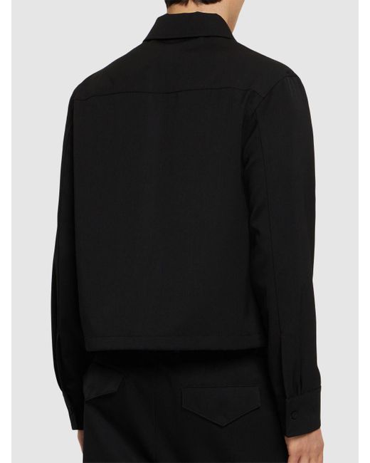Camicia in gabardina di lana di Jil Sander in Black da Uomo