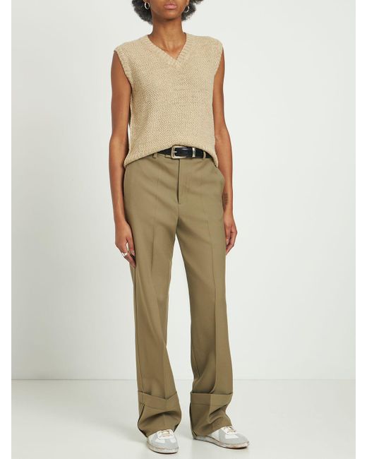 Gilet in maglia di canapa con scollo a v di Maison Margiela in Natural
