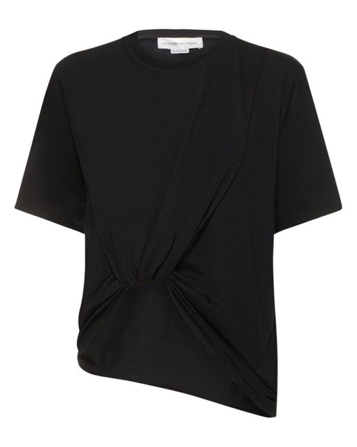 T-shirt torsadé en coton Victoria Beckham en coloris Black