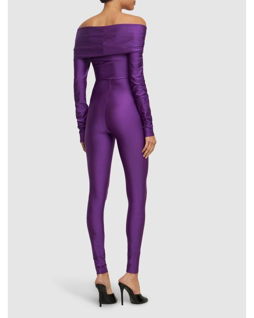 Jumpsuit de lycra stretch ANDAMANE de color Purple