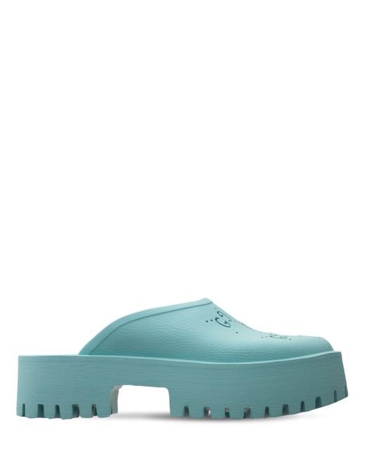 Gucci Blue 55mm Elea Perforated G Platform Sandals