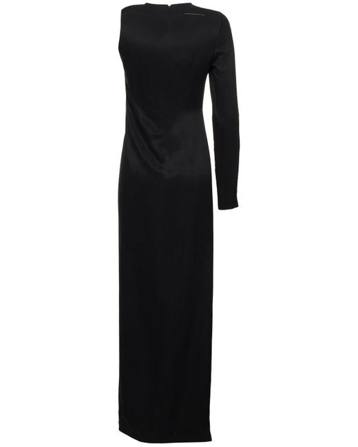 MM6 by Maison Martin Margiela Black Fluid Cupro Twill Long Dress