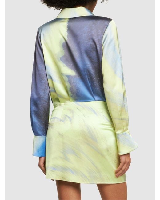 Robe chemise courte imprimée larson Jonathan Simkhai en coloris Blue