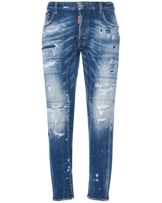 DSquared² Blue Tidy Biker Stretch Cotton Denim Jeans for men