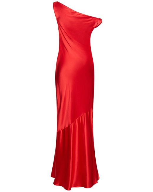 Staud Red Ashanti Asymmetric Neckline Maxi Dress