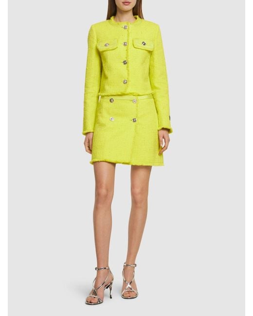 Falda de tweed de algodón Versace de color Yellow