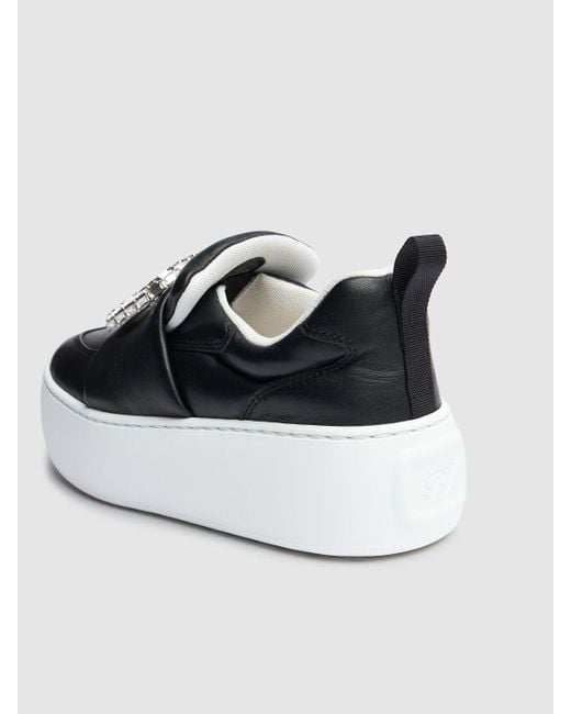 Roger Vivier Black 50mm Puffy Choc Leather Sneakers
