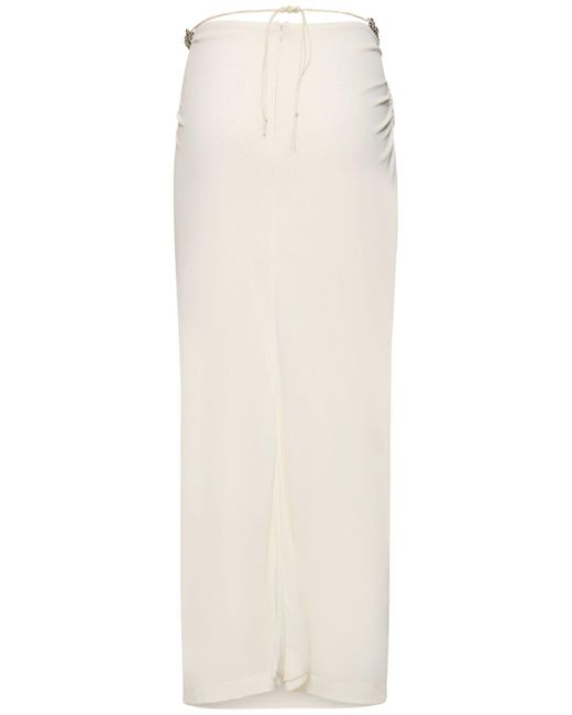 Dion Lee White Embellished Sheer Jersey Midi Skirt