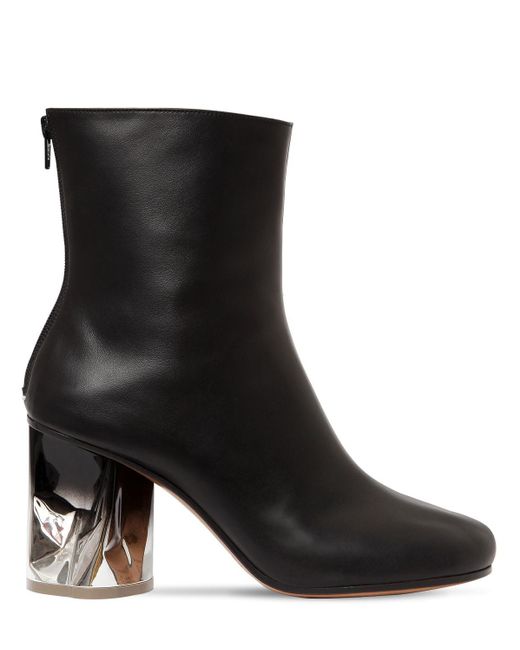 Maison Margiela Black Crushed Heel Leather Boots