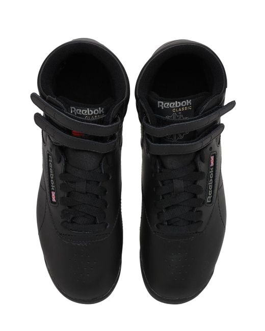 Reebok Leather Free Style Hi Sneakers in Black - Lyst