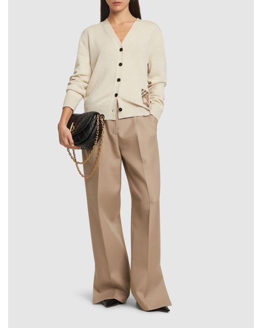 Burberry Natural Strickjacke Aus Wolle Mit Logo
