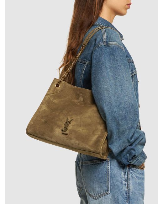 Saint Laurent Brown Medium Niki Suede Shoulder Bag