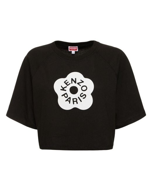 KENZO Black Boke Cropped Cotton Boxy T-shirt