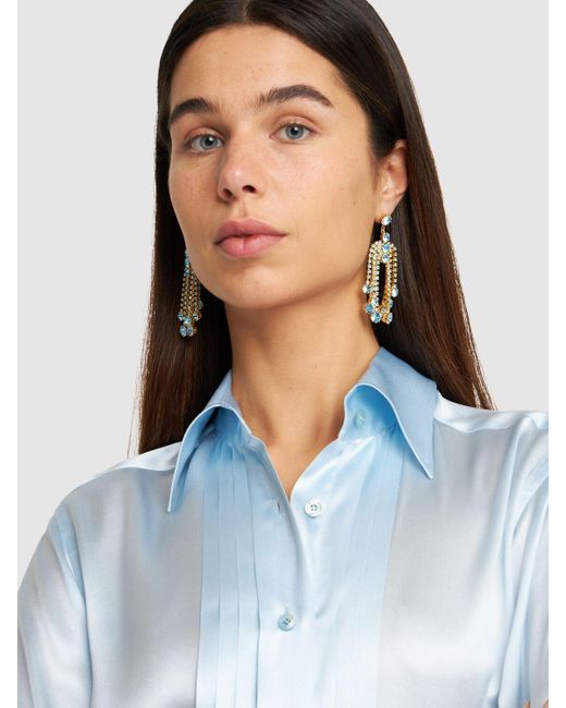 Magda Butrym Blue Crystal Pendant Earrings