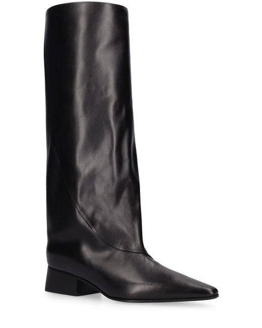 The Attico Black 45Mm Ibiza Leather Tall Boots