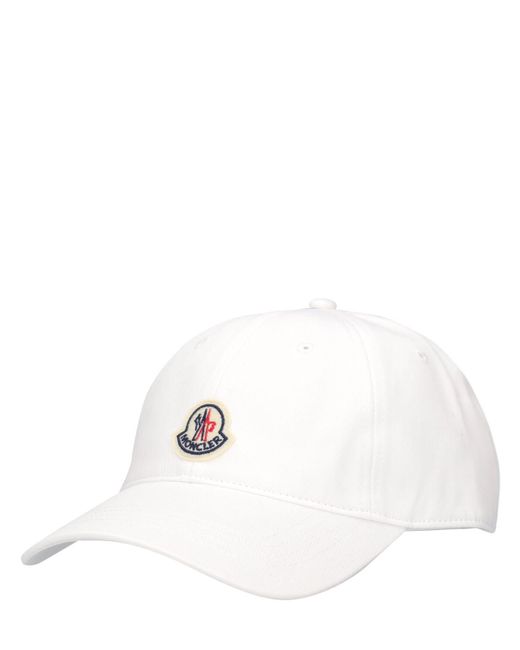 Cappello baseball in cotone con logo ricamato di Moncler in White da Uomo