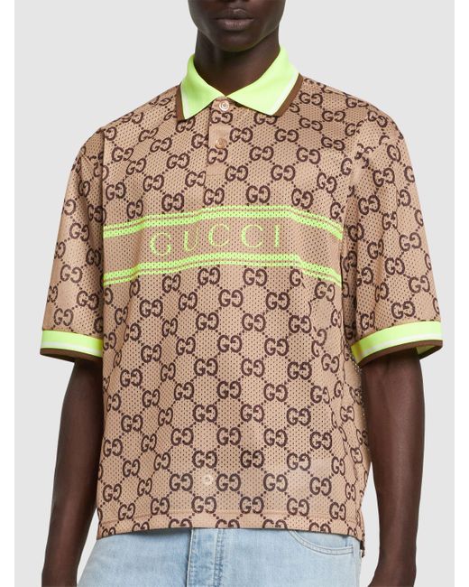 Gucci Natural Logo Tech & Mesh Polo Shirt for men