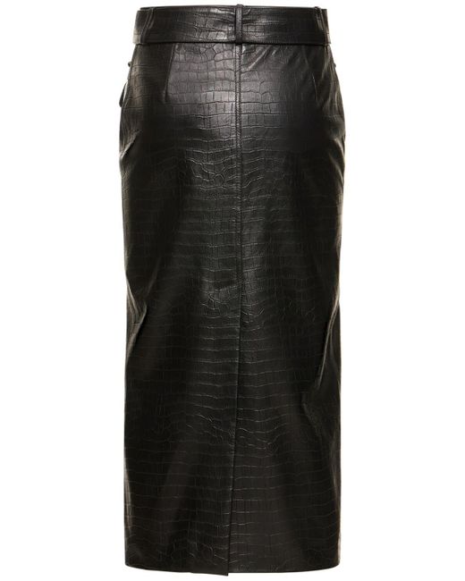 Falda midi de piel con tachuelas Alessandra Rich de color Black