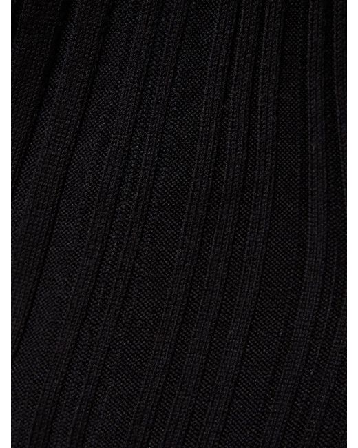 Robe midi en soie mélangée côtelée elea Loulou Studio en coloris Black