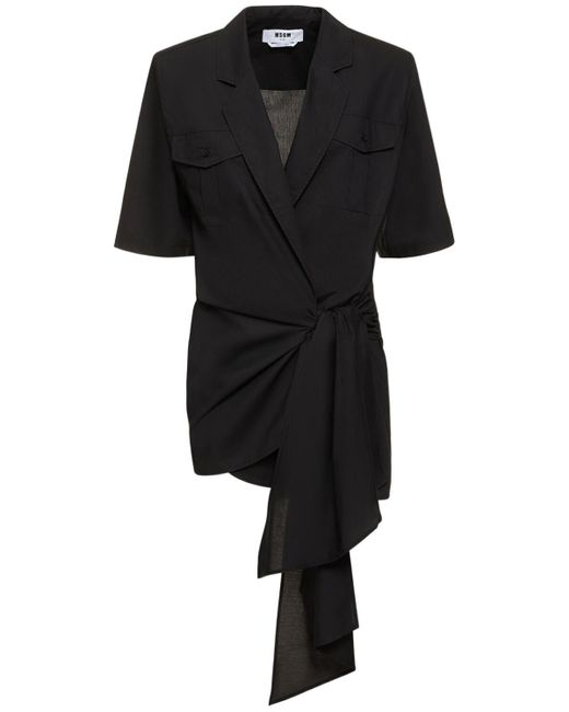 Robe courte en popeline de coton MSGM en coloris Black