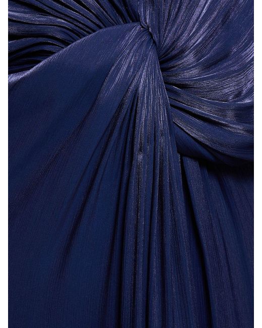 Costarellos Blue Roanna Lurex Georgette Knot Midi Dress