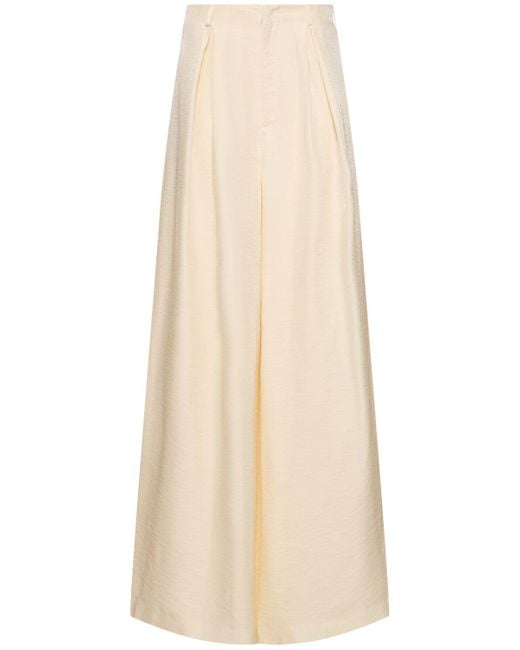 Ralph Lauren Collection Natural Glossy Crepe Wide Pants