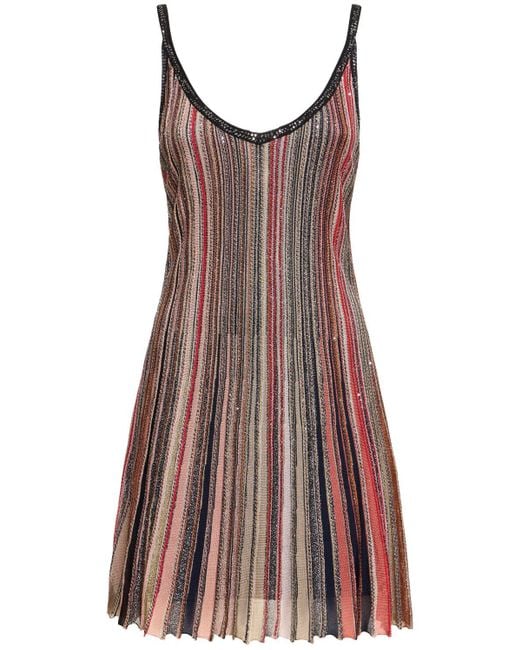 Missoni Brown Sequined Knit Sleeveless Mini Dress