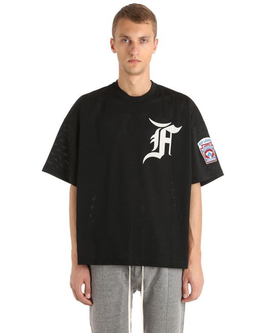 Fear Of God Black Oversized Techno Jersey & Mesh T-shirt for men