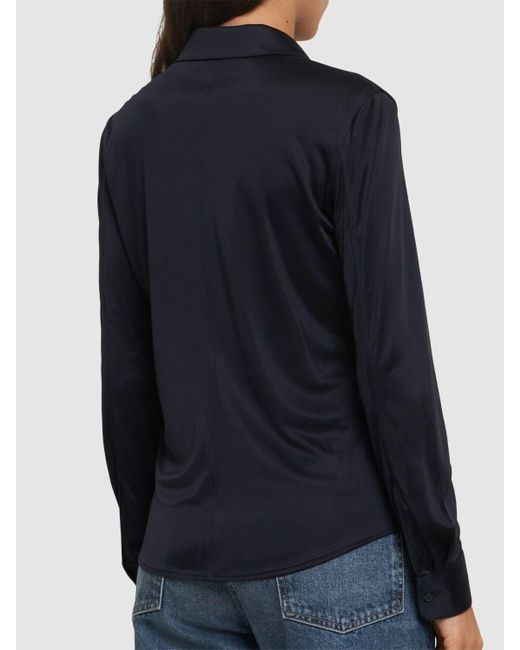 Helmut Lang Blue Bluse Aus Fließendem Satin