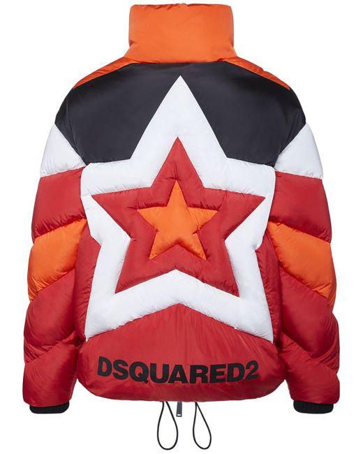 DSquared² Red Logo Star Down Jacket for men