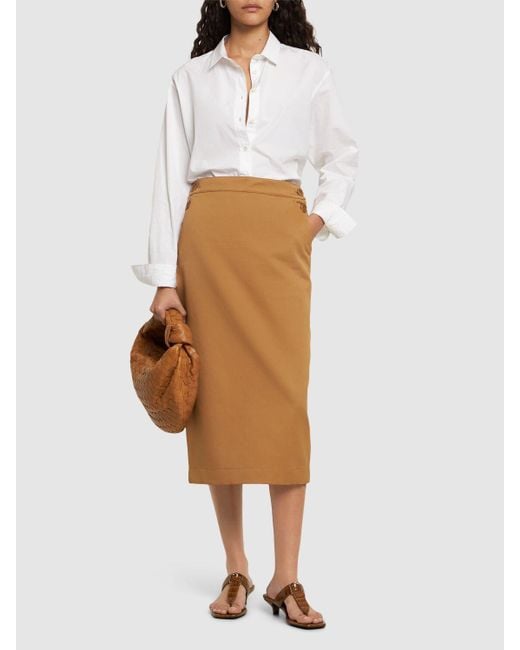 Max Mara Brown Cresta Cotton Gabardine Pencil Skirt