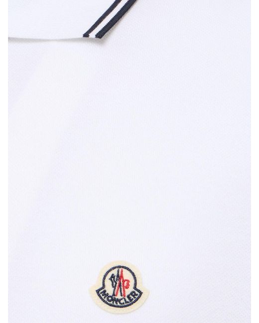 Moncler Polohemd Aus Baumwolle Mit Logopatch in White für Herren