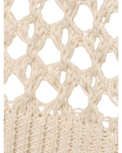 Brunello Cucinelli Natural Juta Blend Open Knit Sweater
