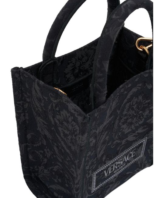 Versace Black Mini Barocco Jacquard Tote Bag
