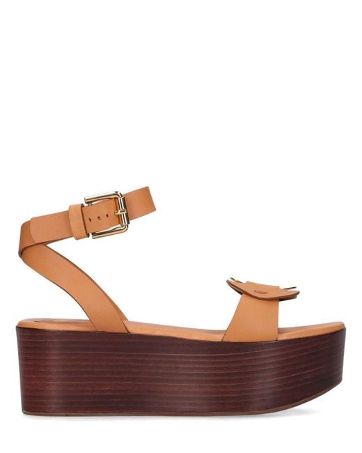 See By Chloé 60mm Chany Leather Platform Wedges in Brown | Lyst Canada