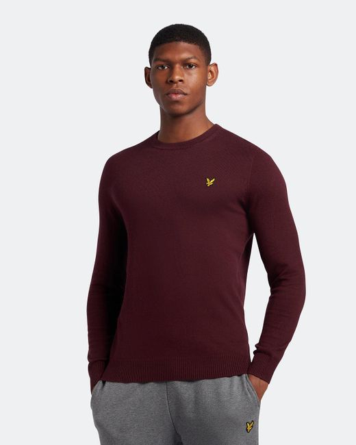 Lyle & Scott Cotton Merino Crew Neck Jumper in Red for Men | Lyst