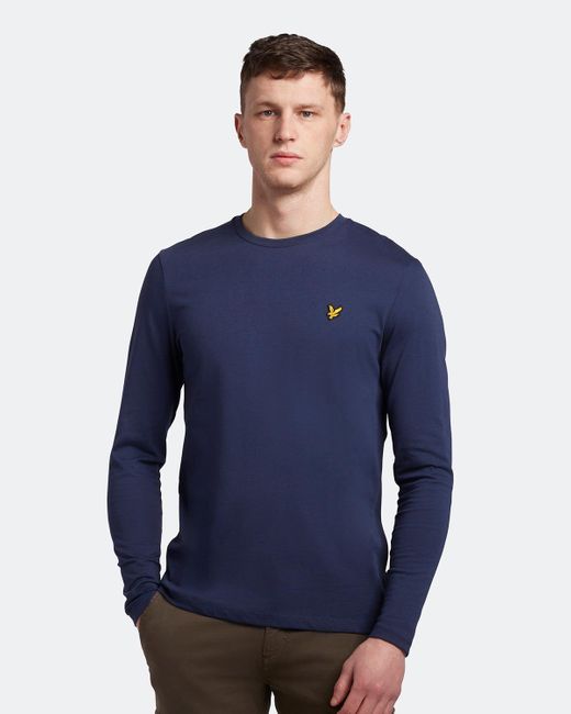 Lyle & Scott Plain Long Sleeve T-shirt Plus in Blue for Men | Lyst