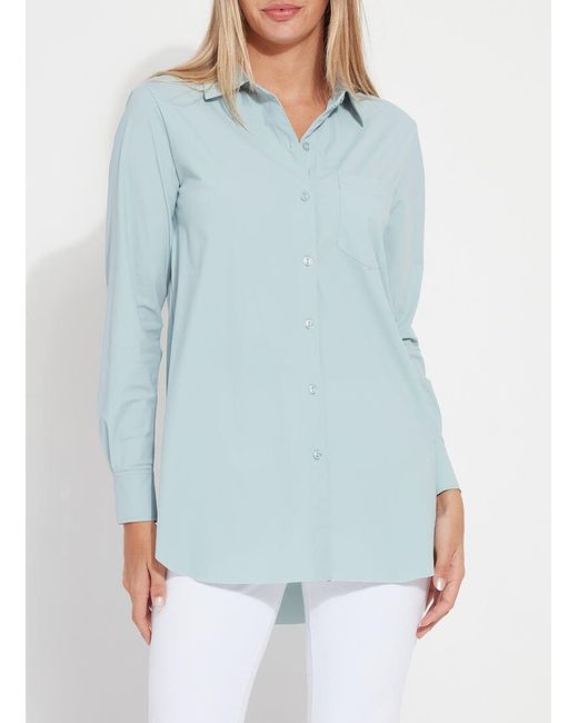 Lyssé Blue Schiffer Button Down Curvy